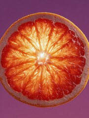 Poster - Grapefruit Slice Creates an Abstract Sunburst Effect With Vibrant Colors and Intricate Textures