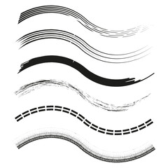 Poster - Wavy stroke bundle. Multi style lines. Grunge curve elements. Vector brush symbol.