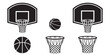 © Lutfunnaher - black vector various style Basketball hoop, basketball and goal, net, ring icon silhouettes set