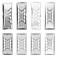 Poster - Abstract geometric shapes. Distorted rectangular forms. Intersecting line patterns. Vector grunge elements.