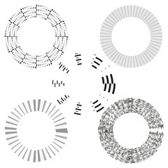 Poster - Abstract circle shapes. Dynamic radial design. Geometric pattern elements. Vector illustration set.