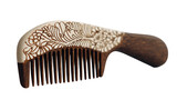 A hand-etched wooden comb, white background --ar 16:9