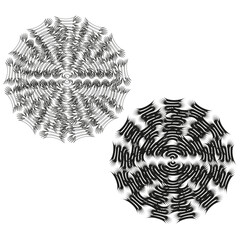 Poster - Wavy circle pattern. Distorted radial lines. Abstract Vector design. Black white illustration.