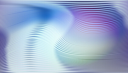 Poster - Abstract vector illustration in op-art style with a focus on wavy horizontal lines and a distorted, hypnotic visual effect. The theme is modern abstraction and movement, with smooth  shapes.