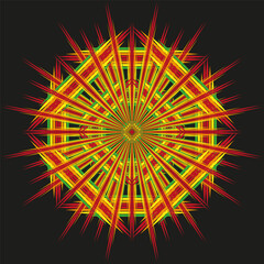 Poster - Radial star pattern. Abstract explosion shape. Vibrant color burst. Vector energy symbol.