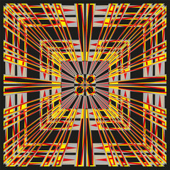 Poster - Abstract fractal pattern. Concentric shape artwork. Vivid light illustration. Vector geometric background.