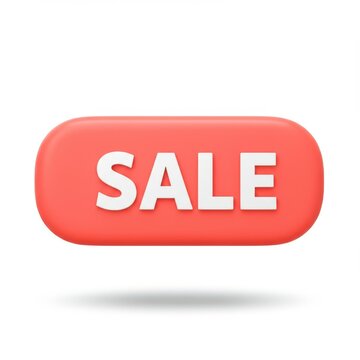 3d sale button isolated on white background