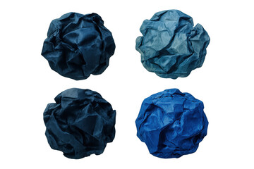 Poster - Crumpled blue paper balls positioned systematically, highlighting surface texture against translucent backdrop