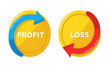 © hum lab - Profit and Loss Gold Coin Icons with Blue and Red Arrows. Isolated Vector Graphic for Design. isolated PNG with Transparent Background
