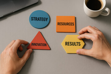 Poster - A thoughtful approach to strategic planning uses innovation and resource management to achieve measurable business results on a clean workspace