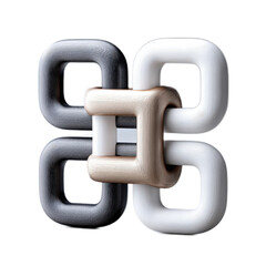 Aufkleber - abstract sculpture featuring interlocking geometric forms in contrasting shades of black, white, and