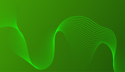 Aufkleber - Bright Green Wave Lines Pattern Background. Technology Banner. Vector Illustration.