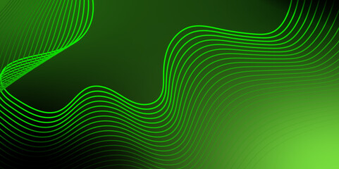 Aufkleber - Bright Green Wave Lines Pattern Background. Technology Banner. Vector Illustration.