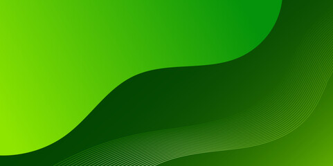 Aufkleber - Bright Green Wave Lines Pattern Background. Technology Banner. Vector Illustration.