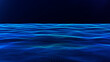 © Vooper - Flowing wave surface of glowing blue digital lines with depth effect. Modern abstract 3D texture for futuristic and tech visuals.