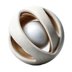 Aufkleber - abstract sculpture featuring a white sphere nestled within a wooden frame, showcasing modern design 