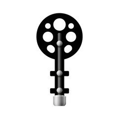 Fototapete - Artistic Illustration of Abstract Key Shape with Circles and Geometric Forms on a Black Background