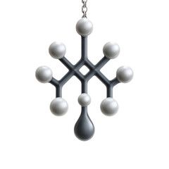 Fototapete - Abstract design of a contemporary snowflake ornament in minimalist style with white and gray elements on a clear background