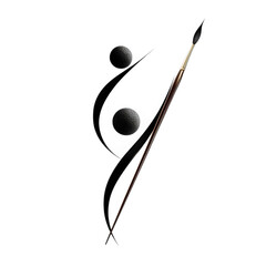Poster - Abstract Representation of Art and Creativity with Elegant Lines and Shapes in Black and White