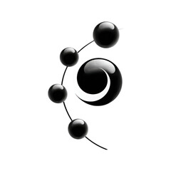 Fototapete - Abstract representation of molecular structure with spheres and curves in black and white color scheme for modern design projects