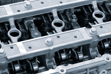 Aufkleber - disassembled silver car engine auto service concept background.