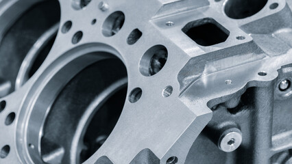 Aufkleber - disassembled silver car engine auto service concept background.