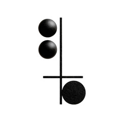 Fototapete - Minimalist Abstract Composition Featuring Black Circles and Lines on a White Background for Modern Design and Decor