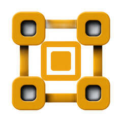 Fototapete - Abstract geometric shape featuring yellow corners and central white square with rounded edges for modern design elements