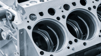 Aufkleber - disassembled silver car engine auto service concept background.