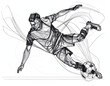 © João Macedo - Soccer player kicking ball with dynamic lines illustration