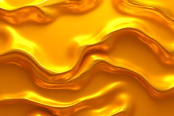 Aufkleber - Abstract golden fluid background with flowing wavy lines and glossy reflective surface in shades of yellow and orange