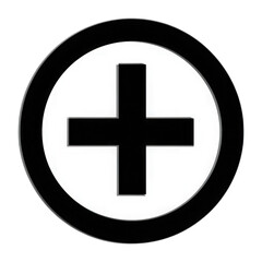 Fototapete - Simple black and white cross symbol on circular background suitable for graphic design, medical, or user interface applications