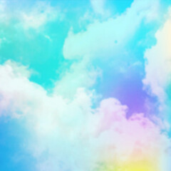 Poster - A Serene Sky Filled with Dreamy Pastel Clouds in a Vibrant Watercolor Effect