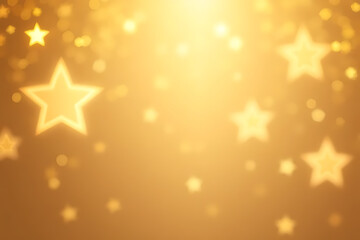 Aufkleber - golden yellow background with blurred bokeh lights and glowing star shapes festive celebratory desig