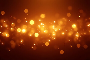 Aufkleber - Orange bokeh background with blurred glowing circles and small bright dots creating a warm and festive atmosphere
