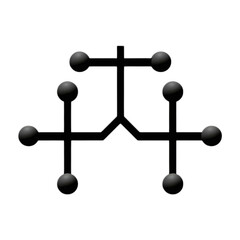 Fototapete - Abstract geometric design featuring interconnected nodes and lines on a black background, perfect for technology and network themes