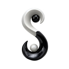Aufkleber - abstract black and white sculpture highlighting harmony of shapes with smooth curves and glossy fini