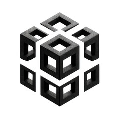 Fototapete - Abstract geometric cube design featuring hollow squares, black and white color scheme, modern art concept, digital rendering