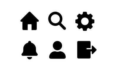 Poster - Minimalist black icons: home, search, settings, notifications, profile, logout