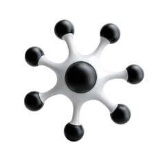 Fototapete - Abstract black and white design featuring a spherical central structure with multiple protruding rounded elements