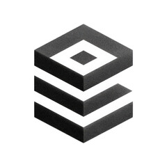 Fototapete - Abstract geometric design featuring three-dimensional shapes in black and white, ideal for modern art and minimalistic themes