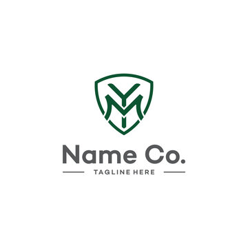 vector logo initials YM shield