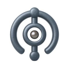 Fototapete - Futuristic three-dimensional alloy symbol with circular design featuring a central sphere and curved lines