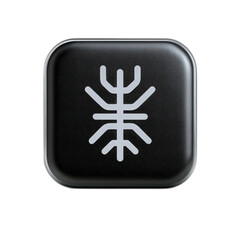 Fototapete - Black square button with abstract white symbol on a textured background for technology and design concepts