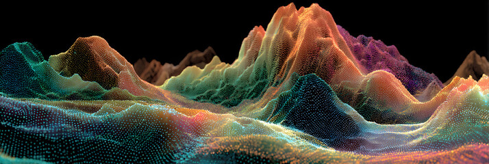 Poster - Mountain Range Network Digital Connection Abstract Art