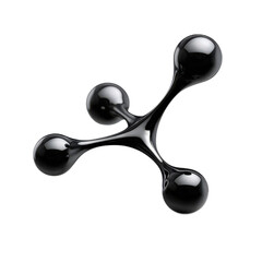 Fototapete - Abstract black liquid droplet with three spheres connected by fluid threads on a white background for creative concepts