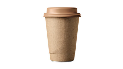 Coffee cup, brown paper, isolated on white background.
