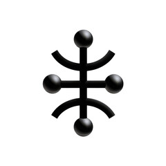 Poster - Abstract black symbol with geometric shapes and lines representing connection and balance in a minimalist style