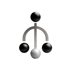 Fototapete - Abstract design with contrasting spheres and a geometric shape in black, white, and gray hues for creative projects and concepts