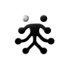 Fototapete - Abstract black and white icon representing cooperation and teamwork with simplistic figures and connections in a modern design